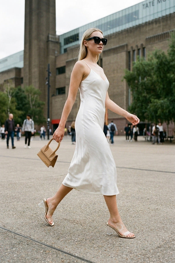 Genevieve Clear Strap Low Block Heel Mules - Gold