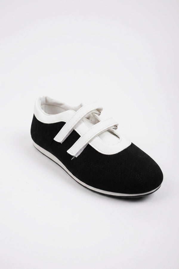 Elowen Contrast Two Strap Flat Pumps - Black