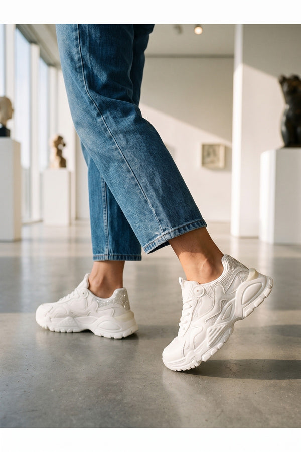 Ivy Studded Chunky Trainers - White