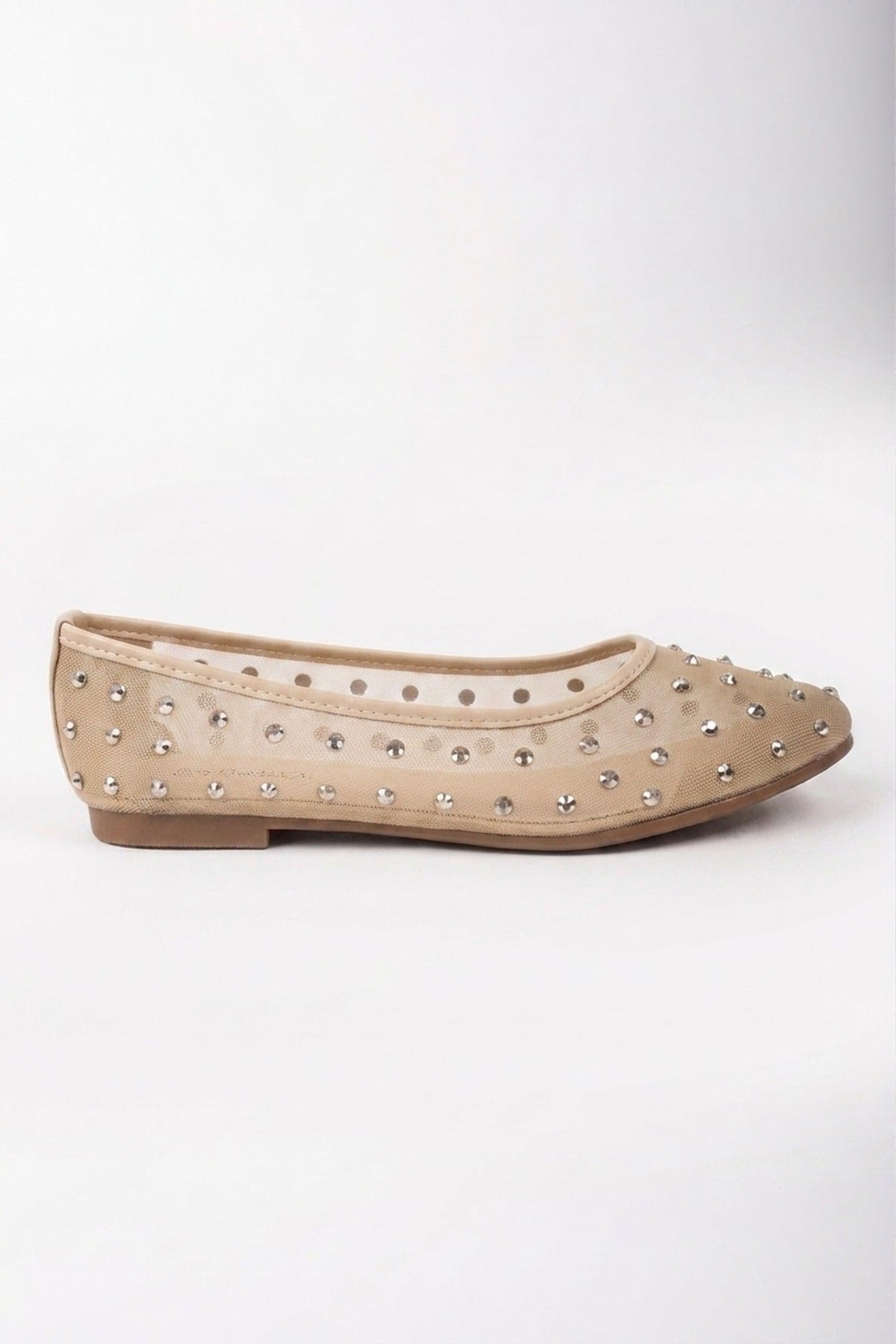 Saoirse Sheer Embellished Ballet Flats - BEIGE