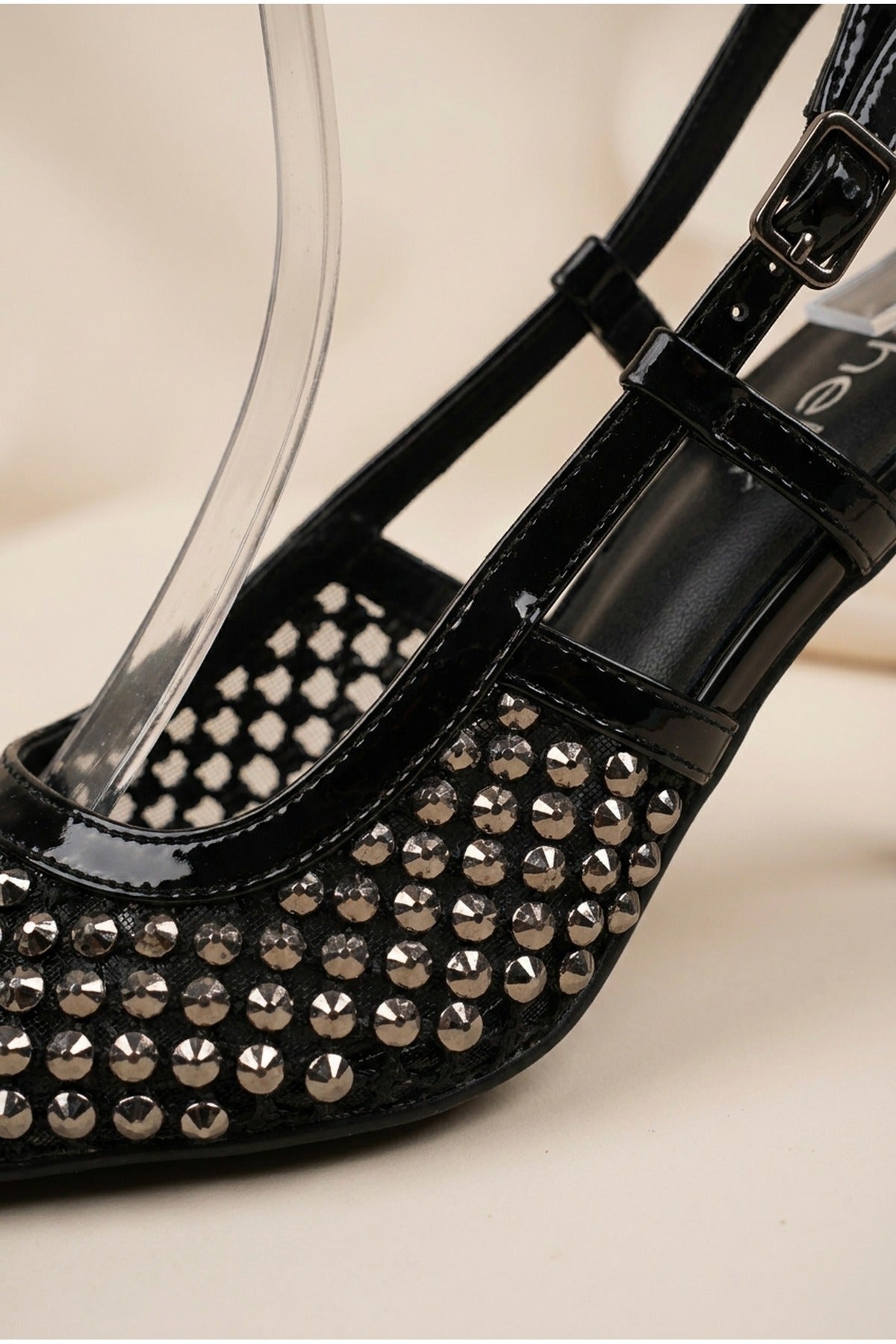 Constance Crystal Embellished Pointed Toe Heels - Black