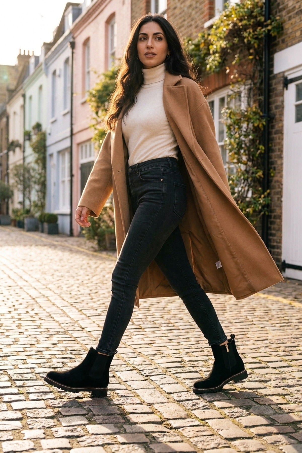 Saoirse Faux Suede Chunky Sole Chelsea Boots - Black