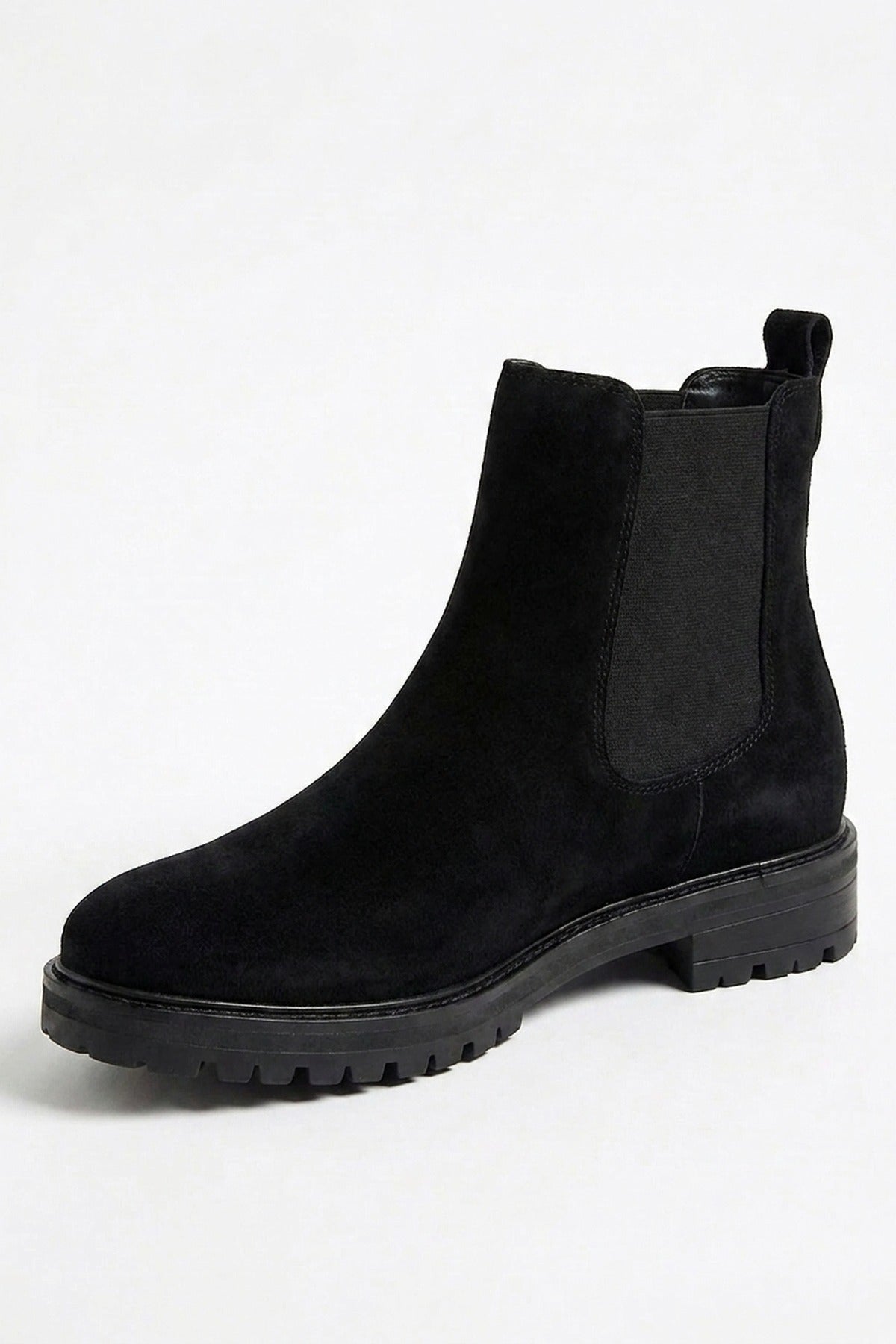 Saoirse Faux Suede Chunky Sole Chelsea Boots - Black