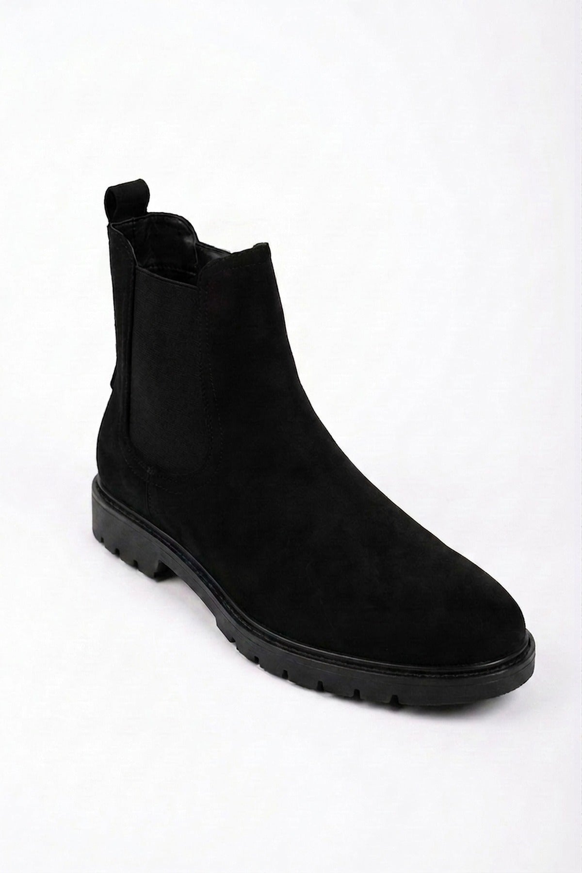 Saoirse Faux Suede Chunky Sole Chelsea Boots - Black