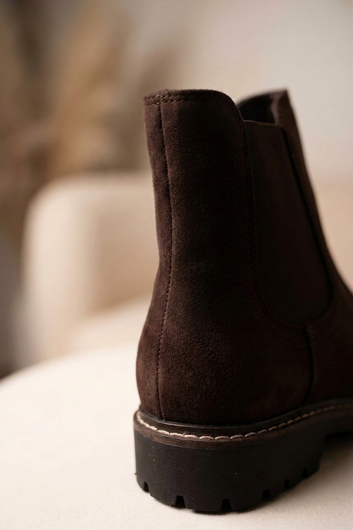 Saoirse Faux Suede Chunky Sole Chelsea Boots - Brown