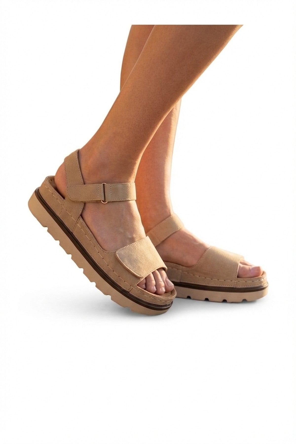 Violet Suede Platform Sandals - Beige