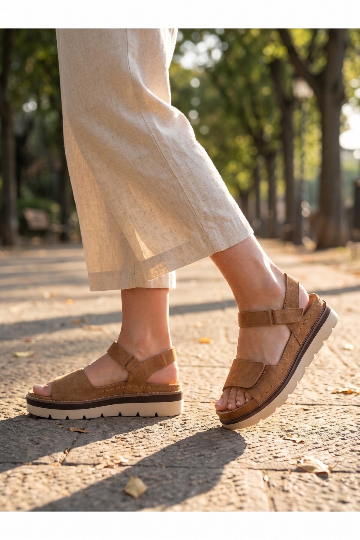 Violet Suede Platform Sandals - Camel