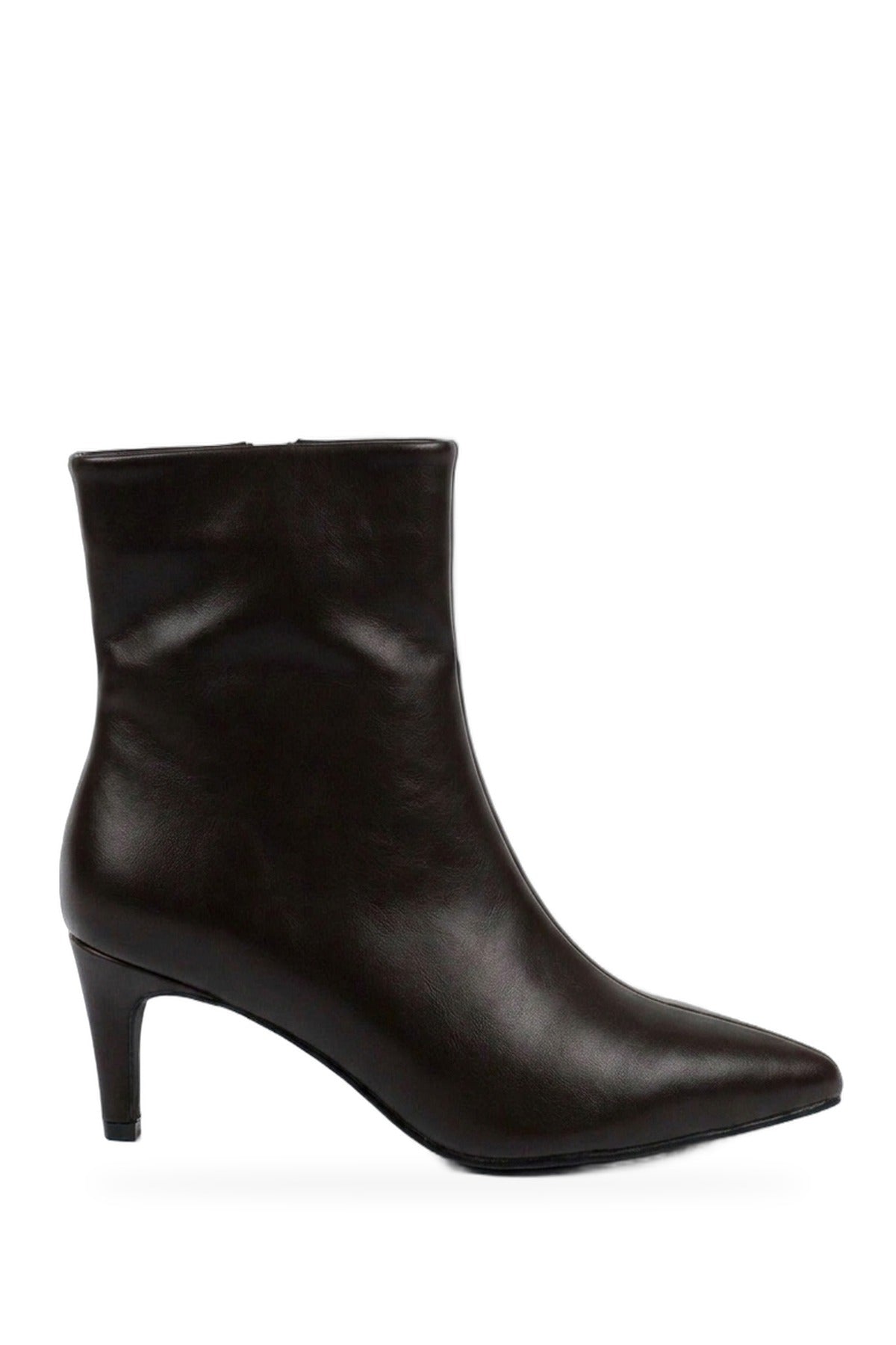 Svetlana Faux Leather Pointed Toe Kitten - Brown