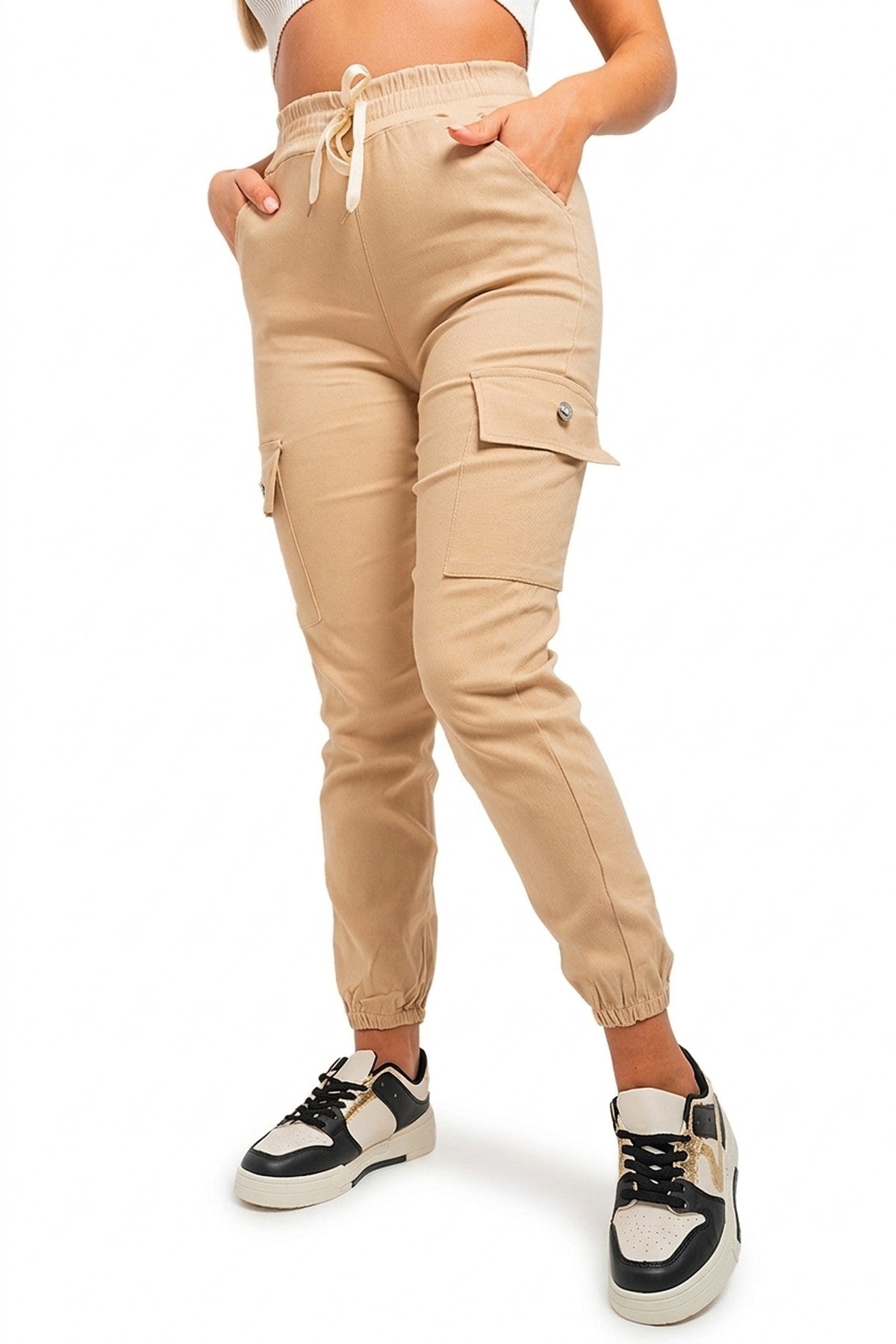 Sylvie Pocket Side Cargo Trouser - Mocha_wb