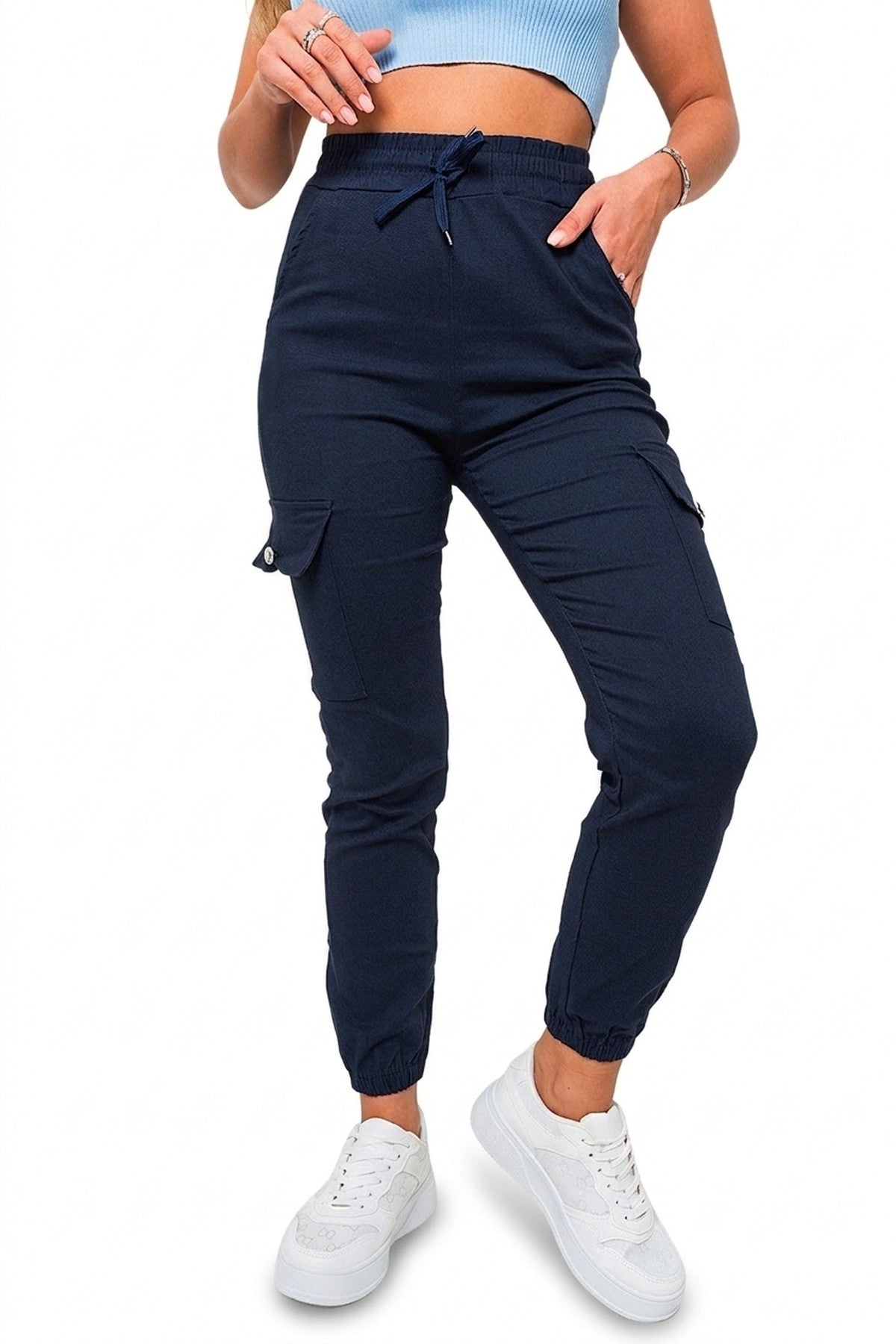 Sylvie Pocket Side Cargo Trouser - NAVY_wb