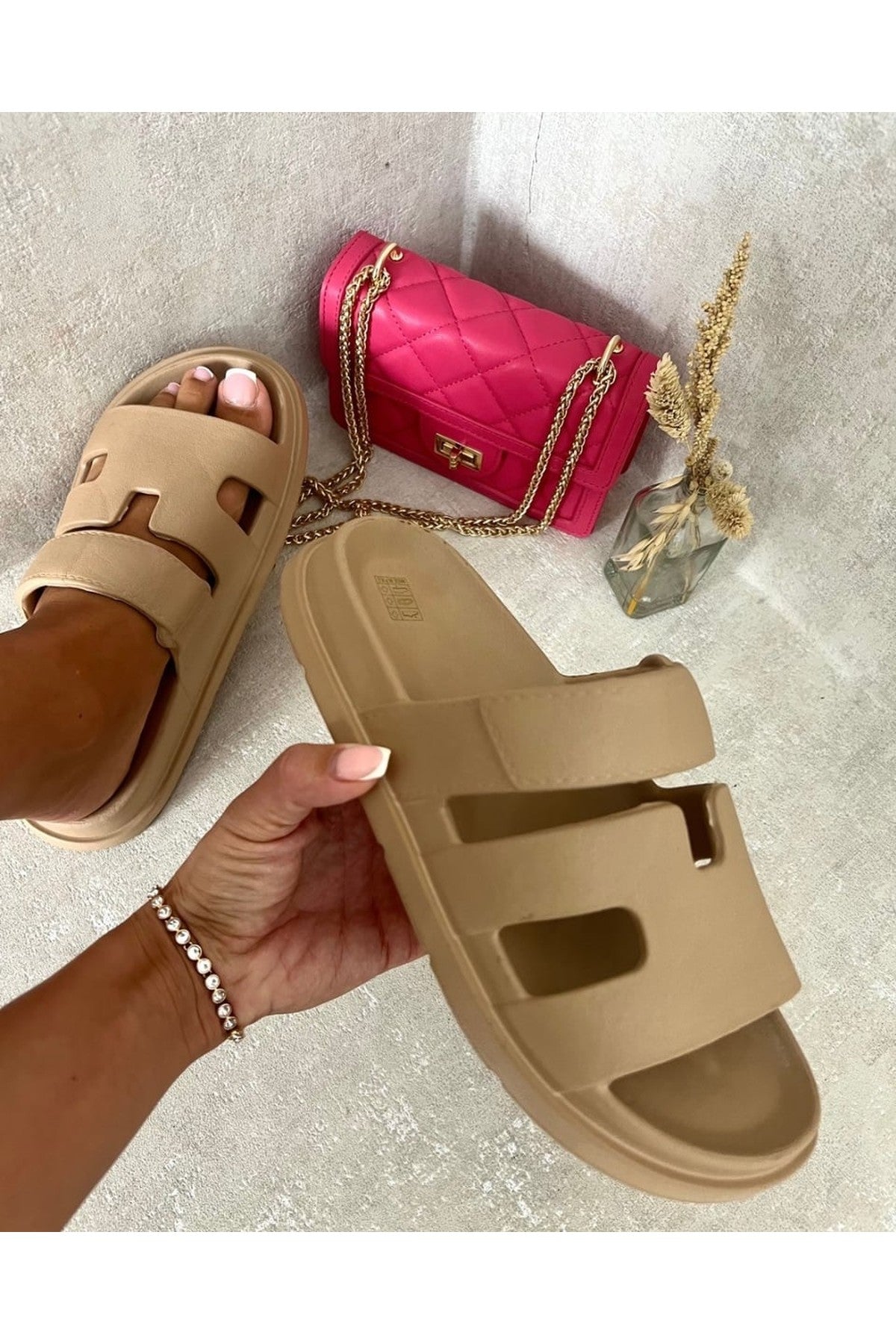 Lucille Cut Out Open Toe Strappy Sandals - Khaki/Tan