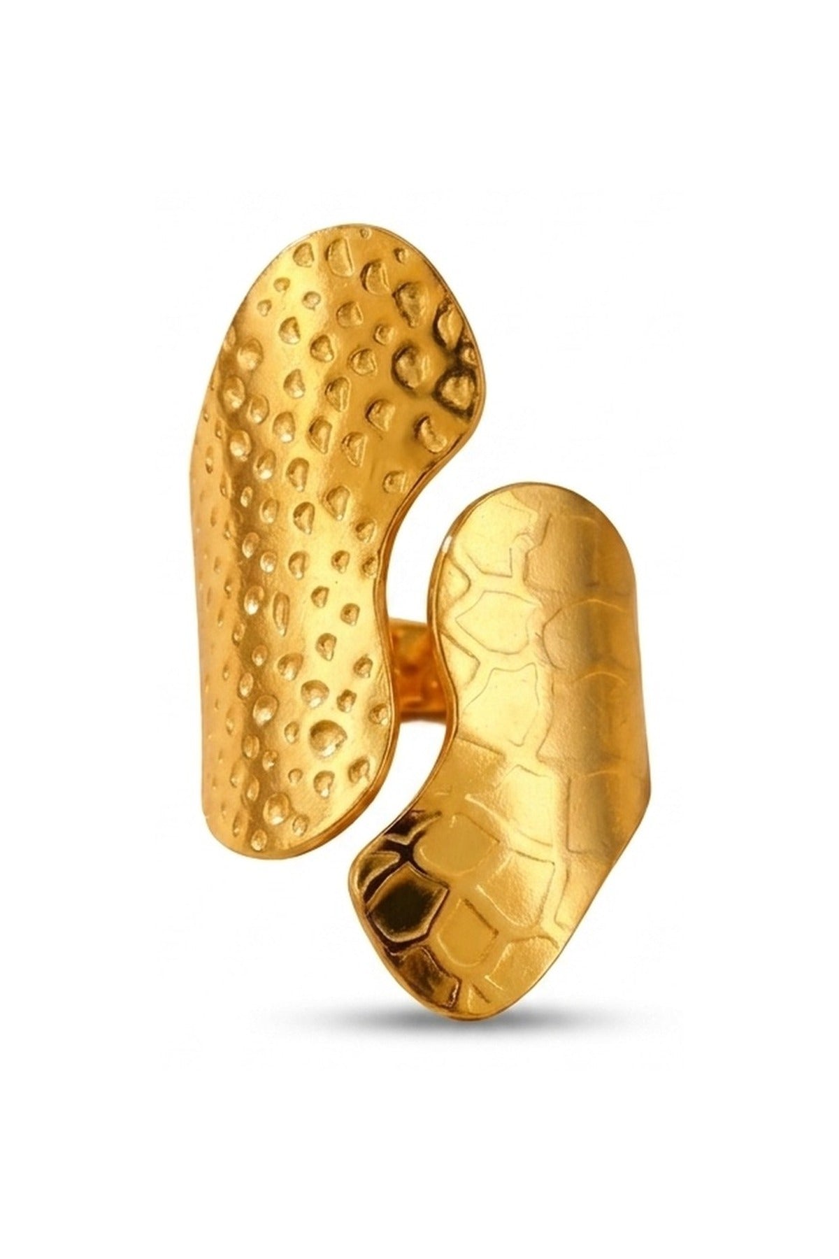Tempa Gold Hammered Open Wrap Ring - Gold_wb