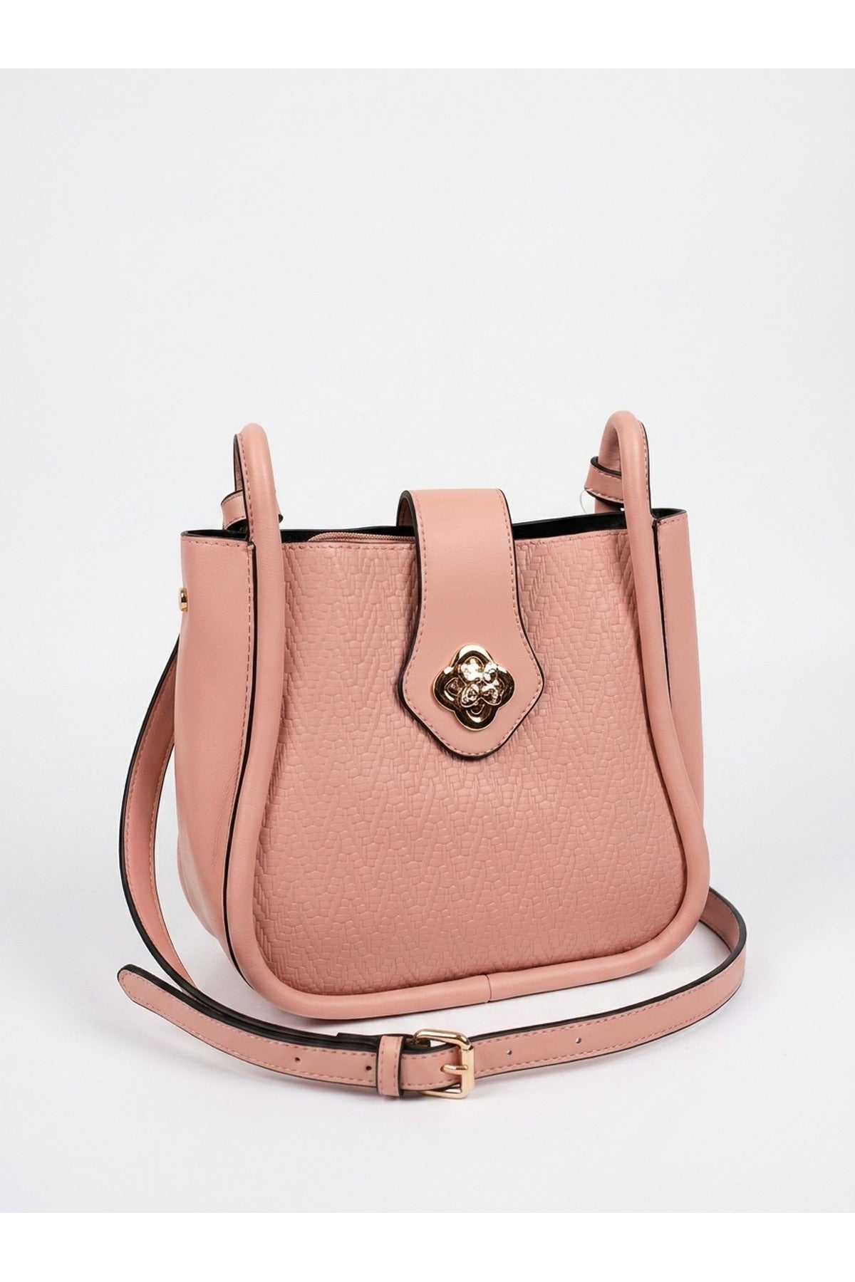 Ines Woven Panel Crossbody Bag - Pink