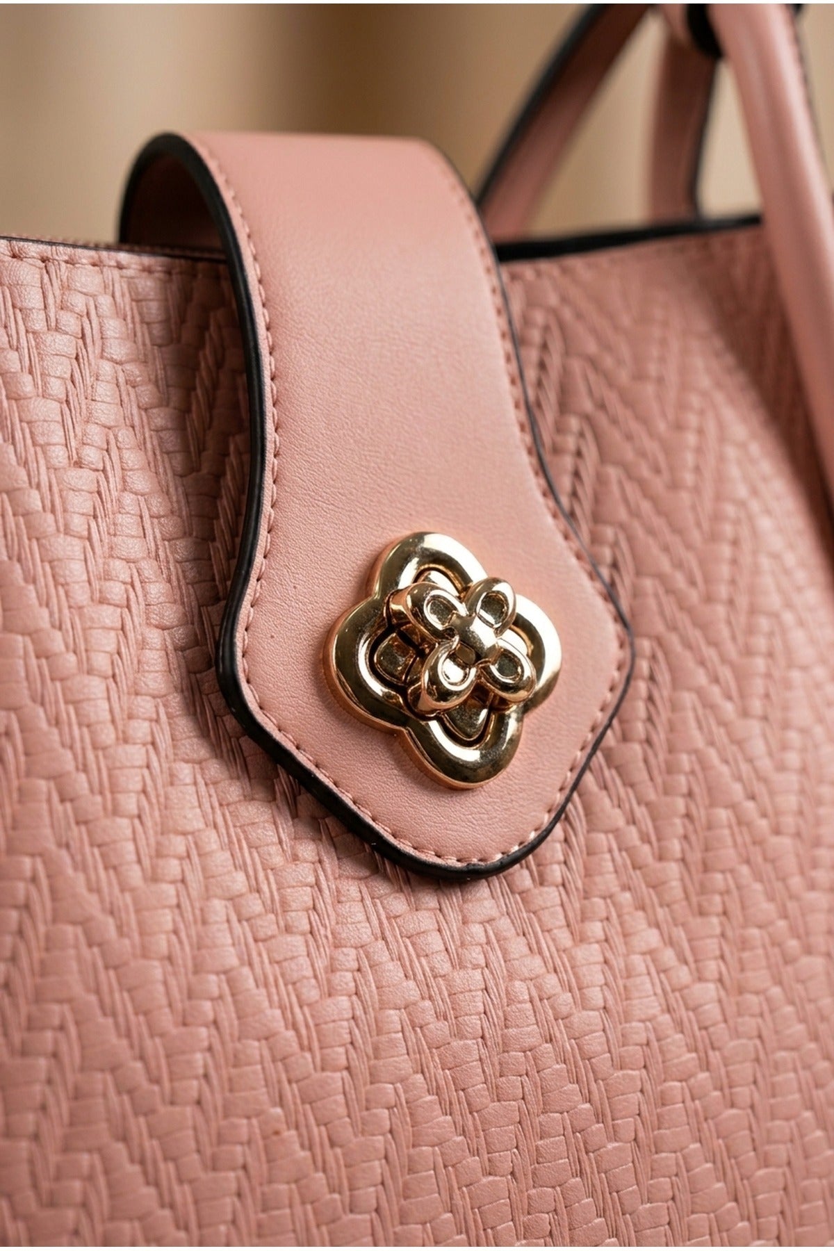 Ines Woven Panel Crossbody Bag - Pink
