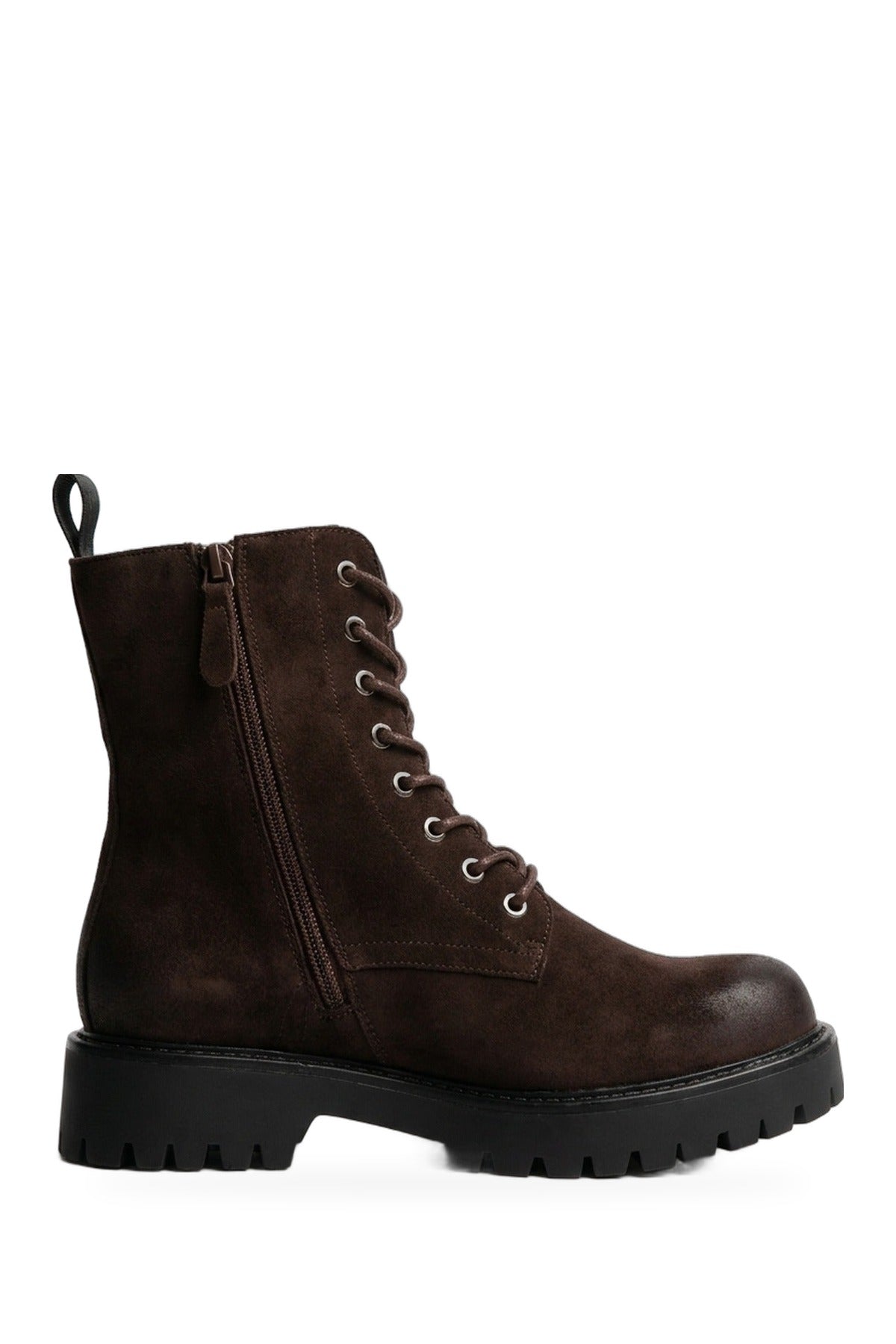 Thora Faux Suede Chunky Sole Boots - Brown