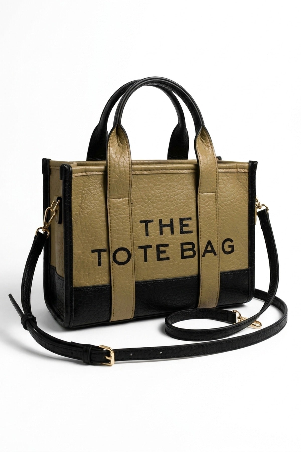 Ottavia Mini Two Tone Pebbled Faux Leather Printed Tote Bag - Brown