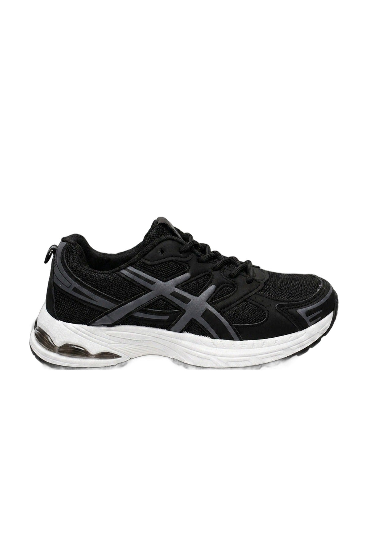 Constance Mixed Media Panelled Trainers - Black_wb
