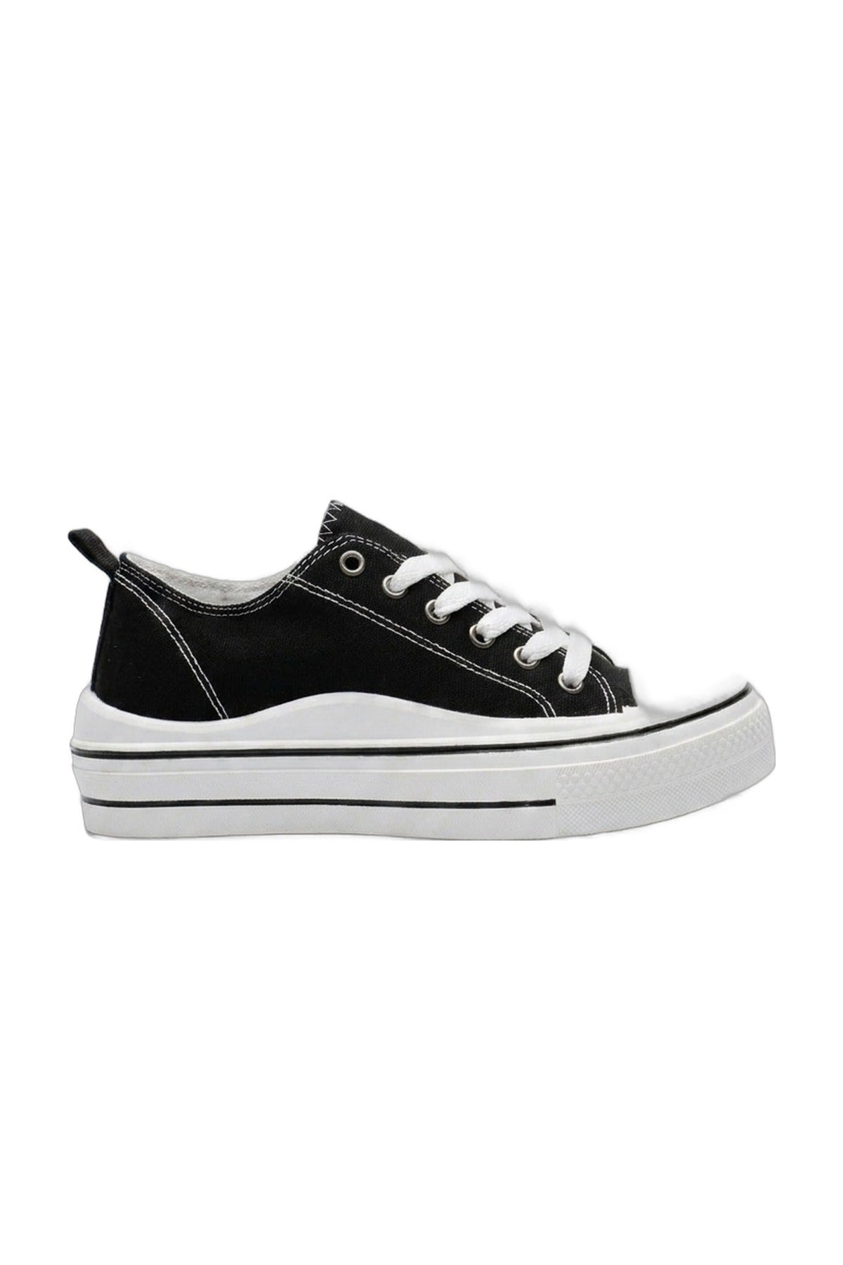 Saoirse Low Top Canvas Trainers - Black_wb