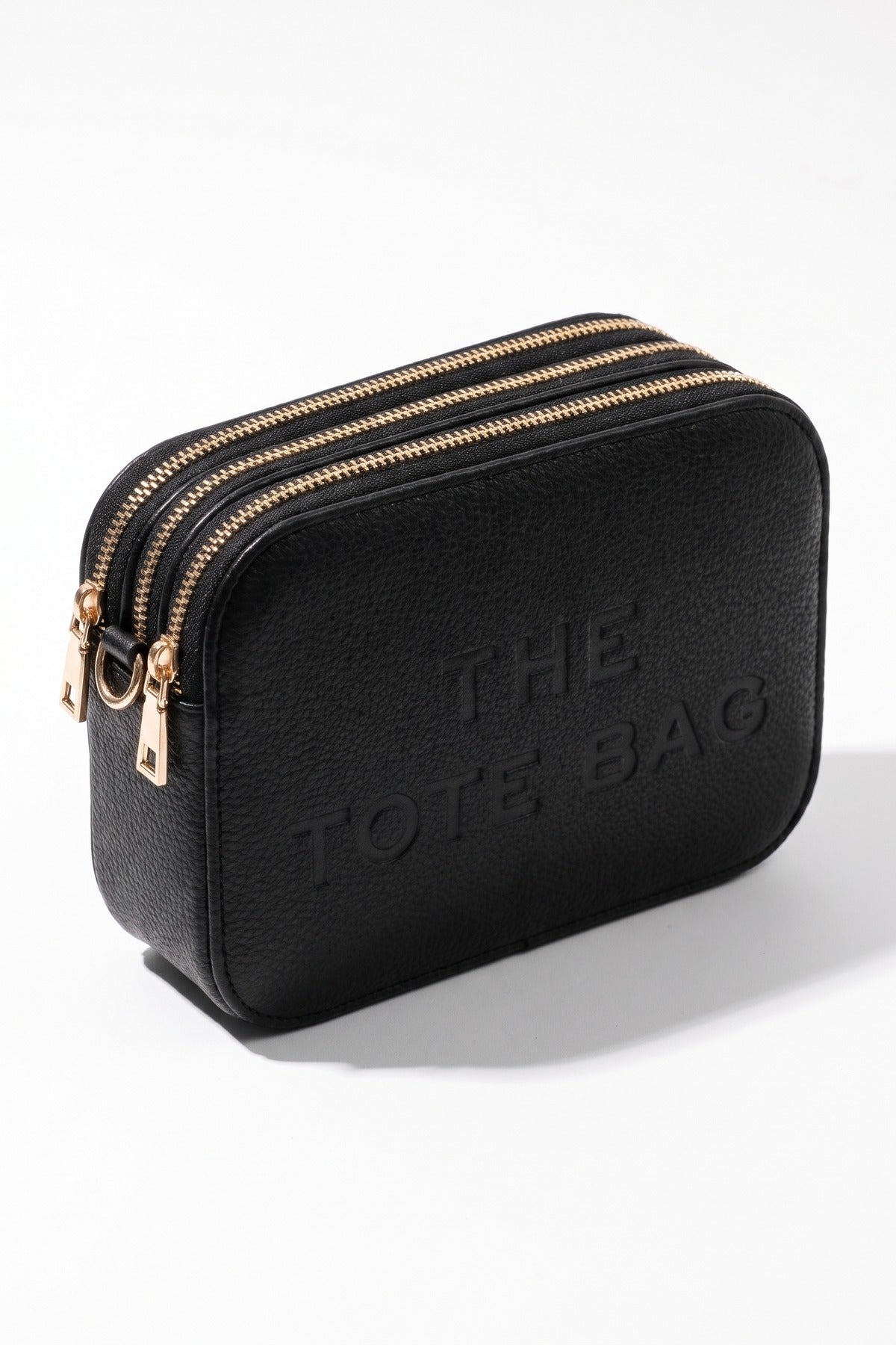 Giada Pebbled Faux Leather Triple Zip Shoulder Bag - Black