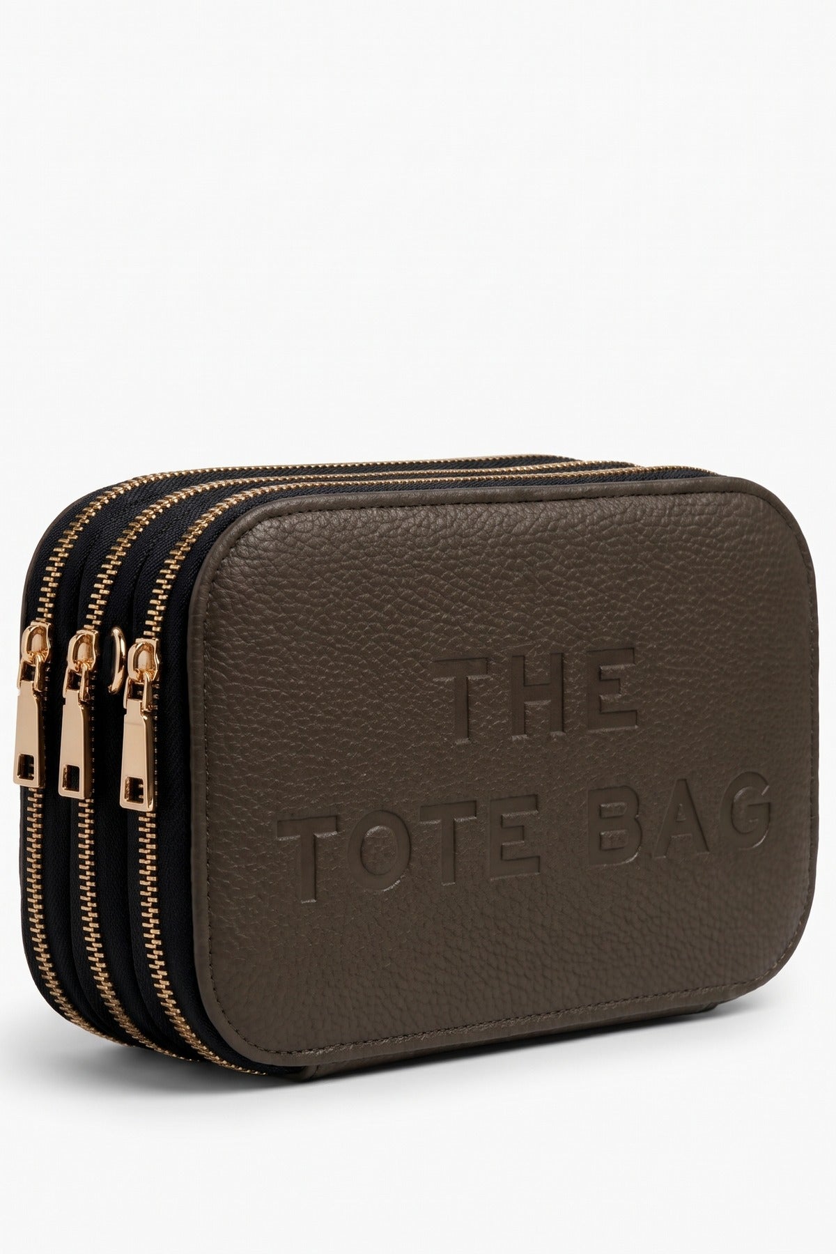 Giada Pebbled Faux Leather Triple Zip Shoulder Bag - Olive
