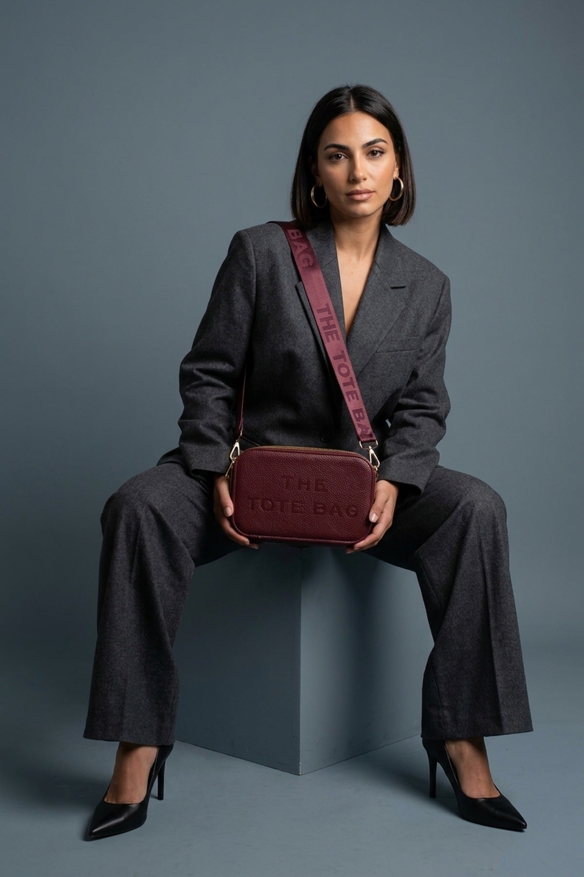 Giada Pebbled Faux Leather Triple Zip Shoulder Bag - Wine
