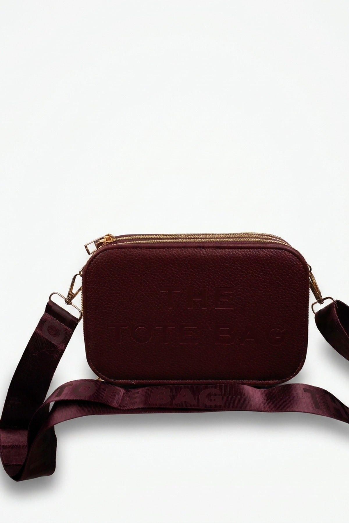 Giada Pebbled Faux Leather Triple Zip Shoulder Bag - Wine
