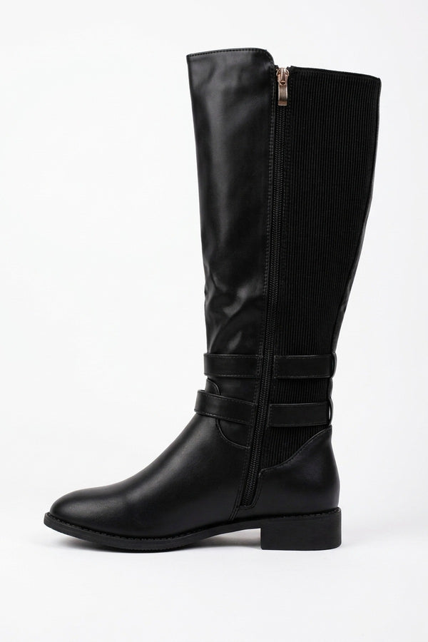 Raquel Knee High Riding Boots - Black