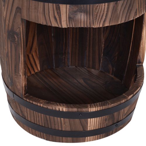 Outsunny Wood Barrel Pump Garden Fountain Water Feature Flower Planter Stand New