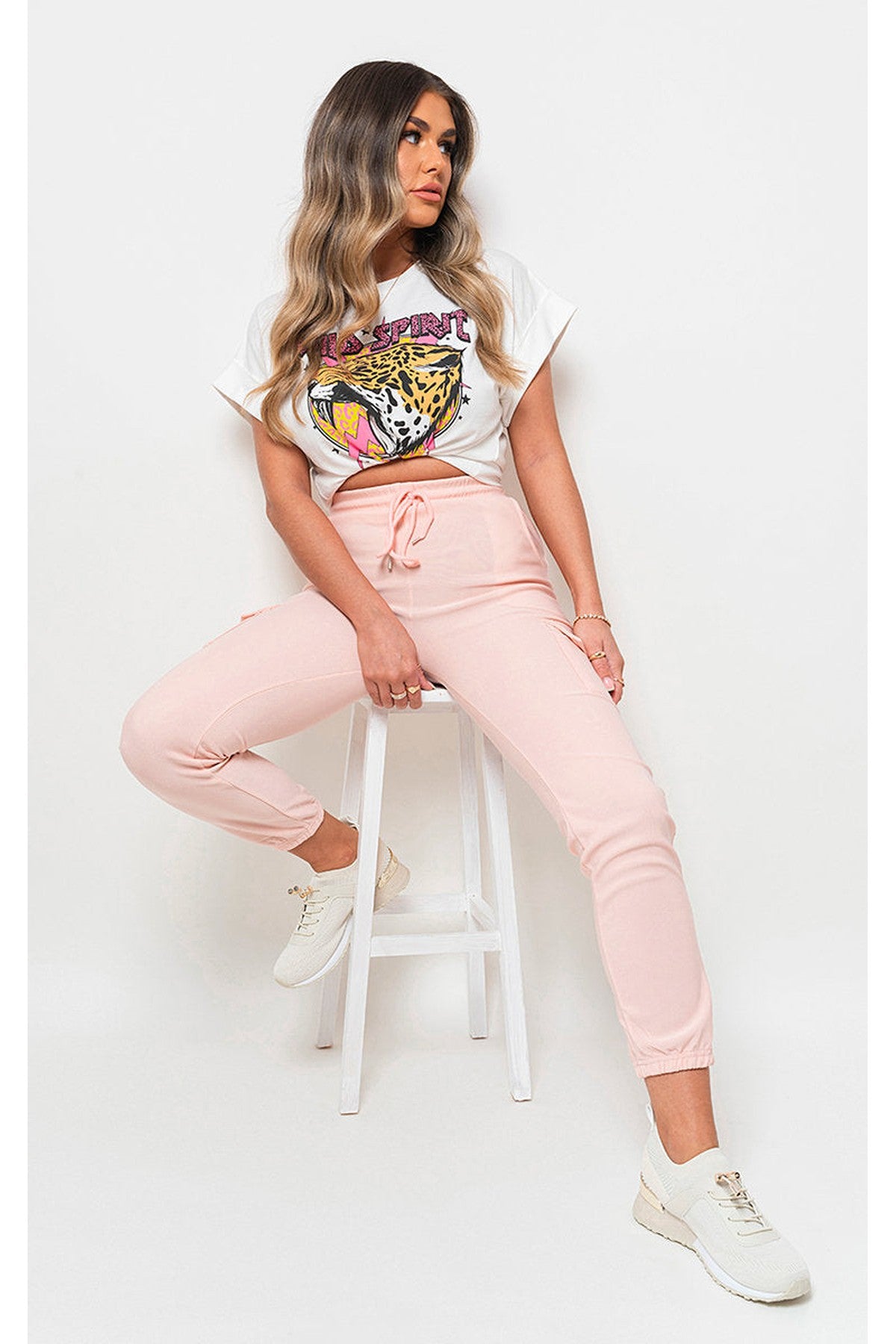 Francesca Pocket Side Drawstring Waist Cargo Trouser - PINK