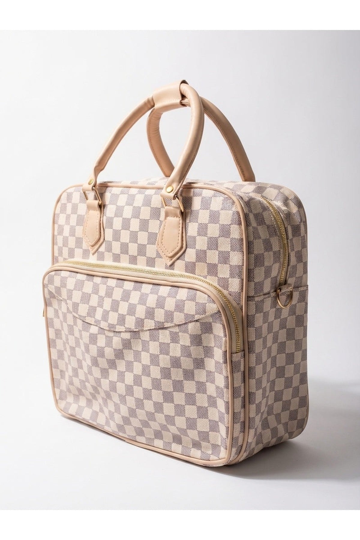 Ava Checkered Holdall - White