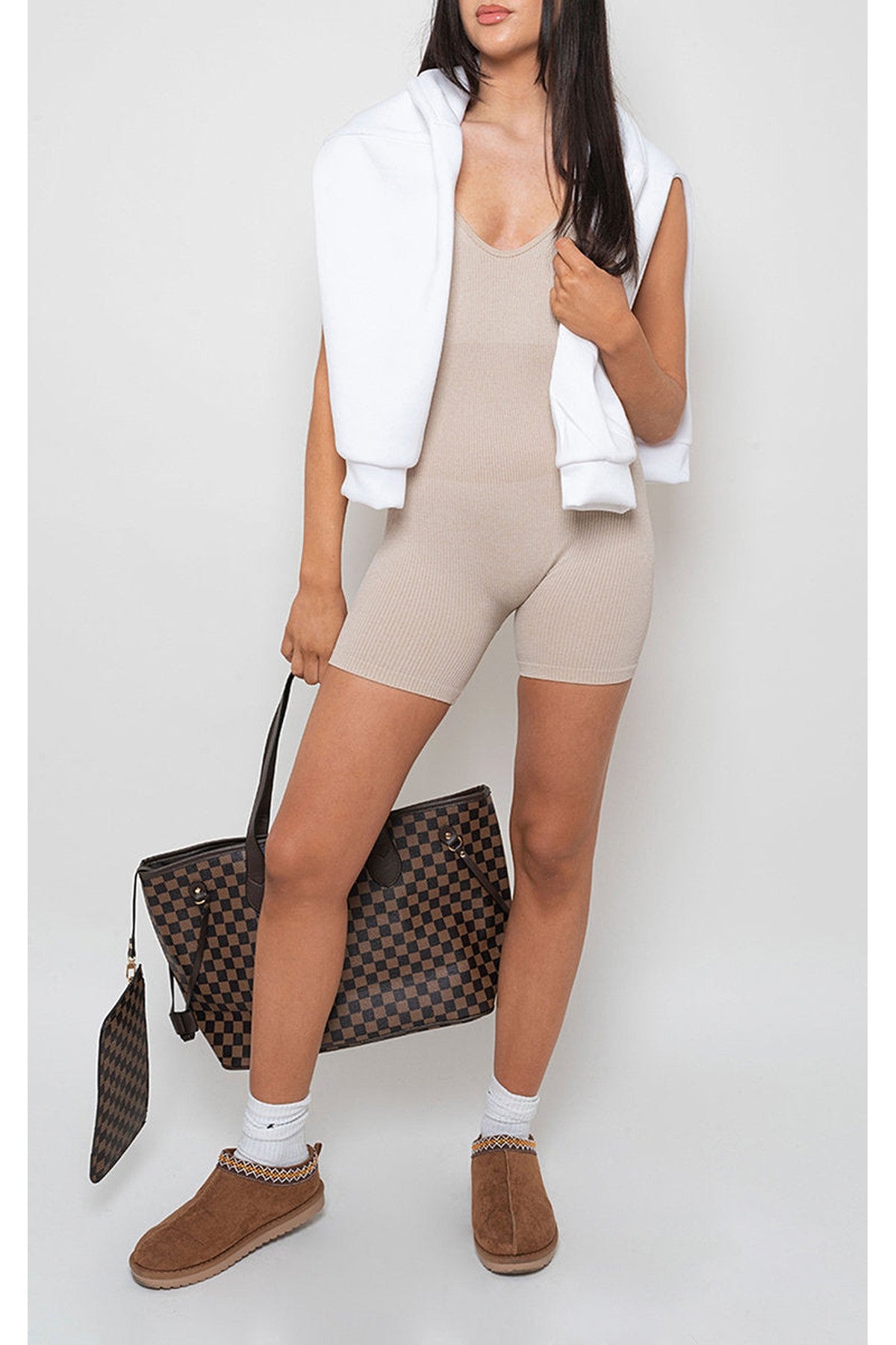 Fern Seamless Ribbed Sleeveless Strap Bodycon Jumpsuit