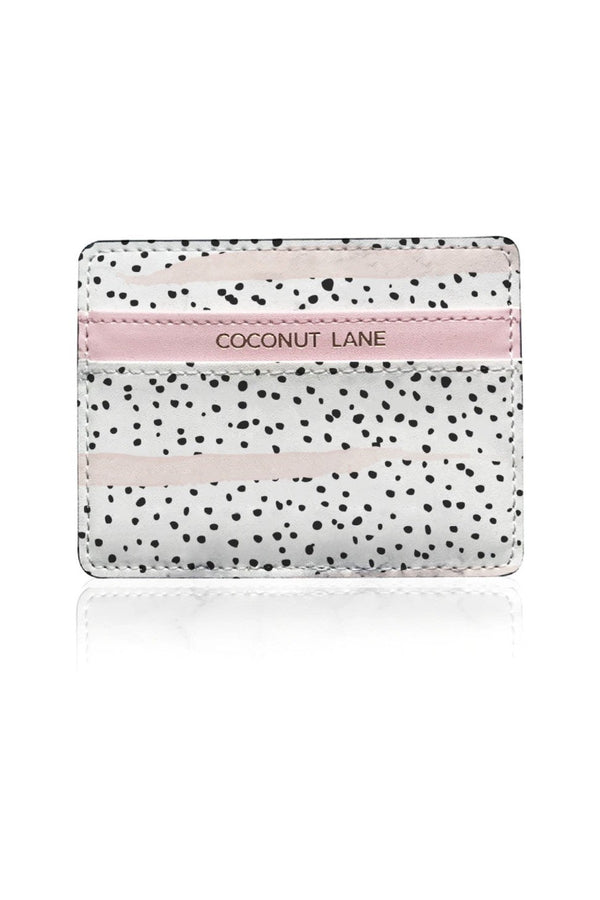 Coconut Lane Leather Card Holder - Black/white