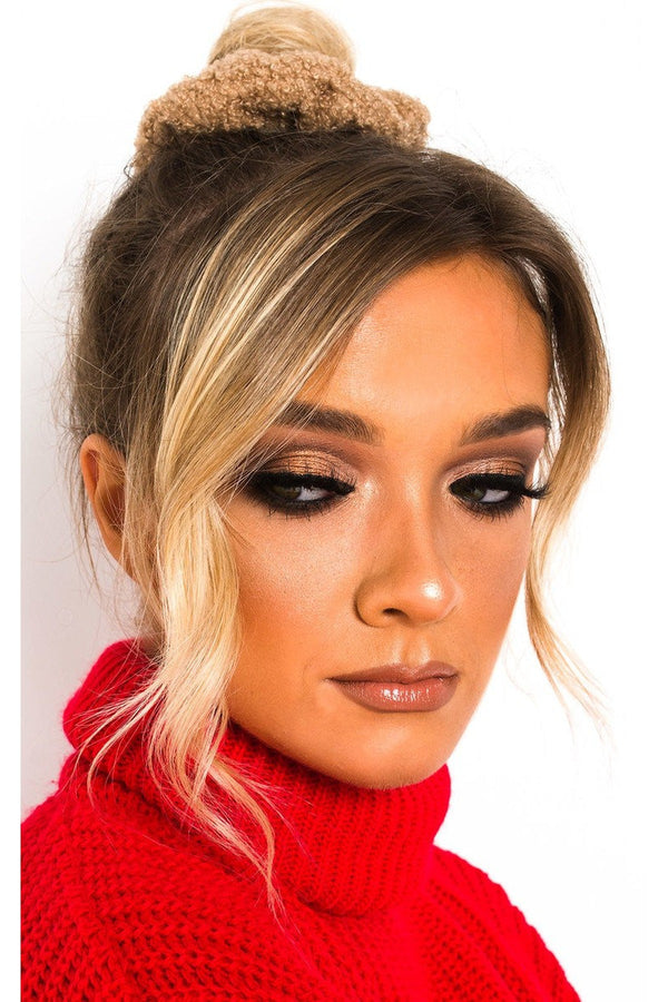 Ola Teddy Style Hair Scrunchie - Brown