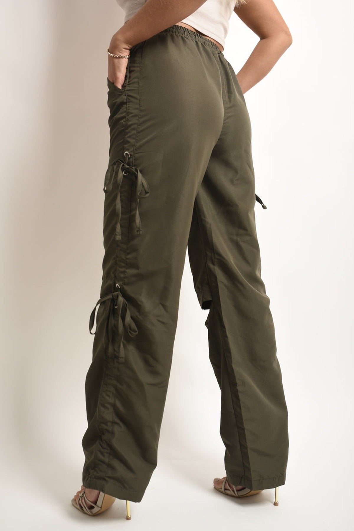 Mandy Knee Cut Out Cargo Trouser - Khaki