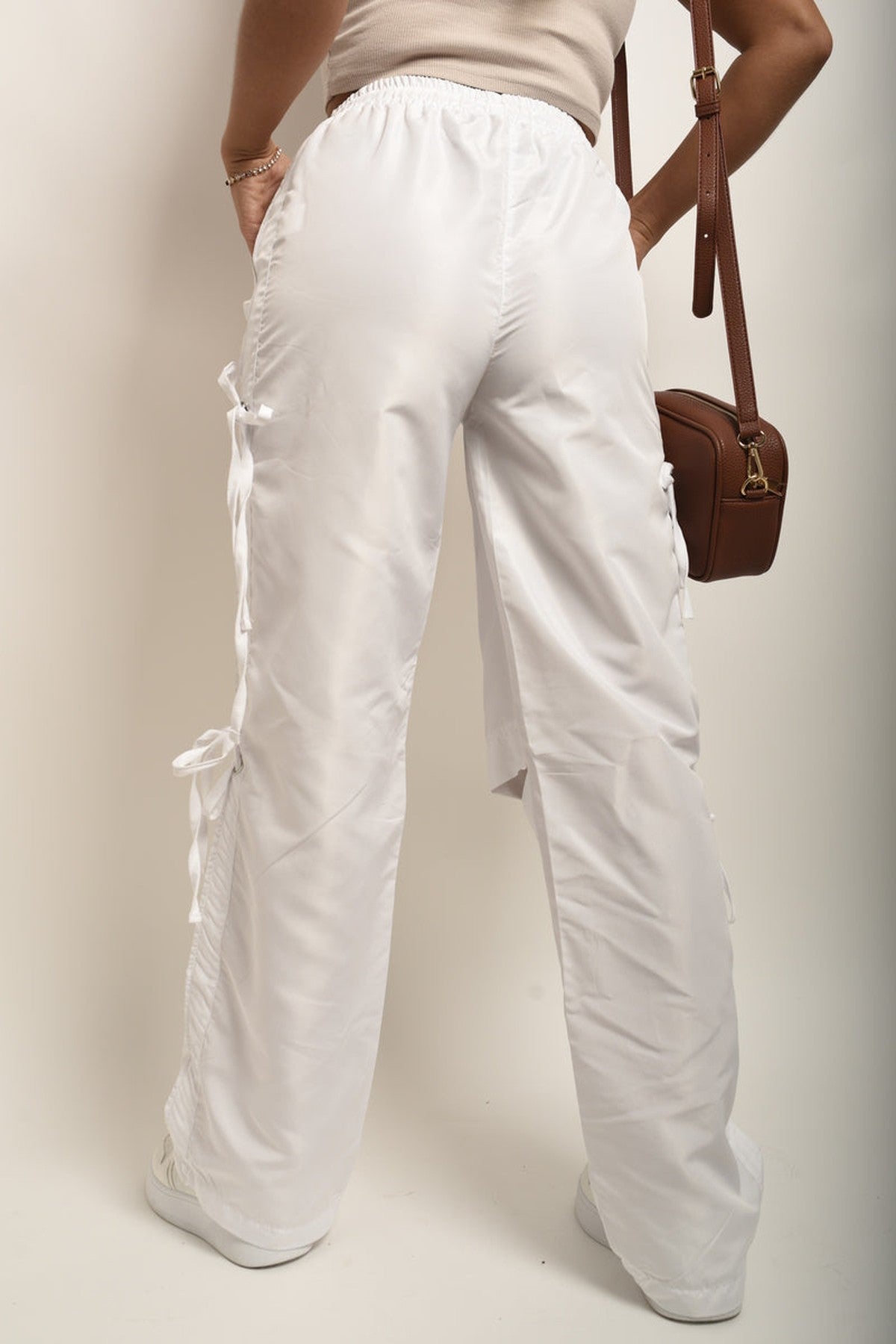 Mandy Knee Cut Out Cargo Trouser - White
