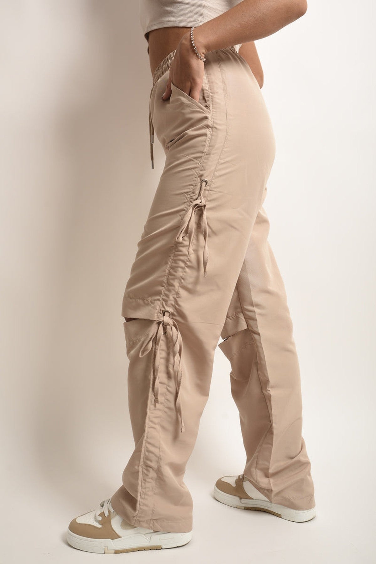 Mandy Knee Cut Out Cargo Trouser - Camel