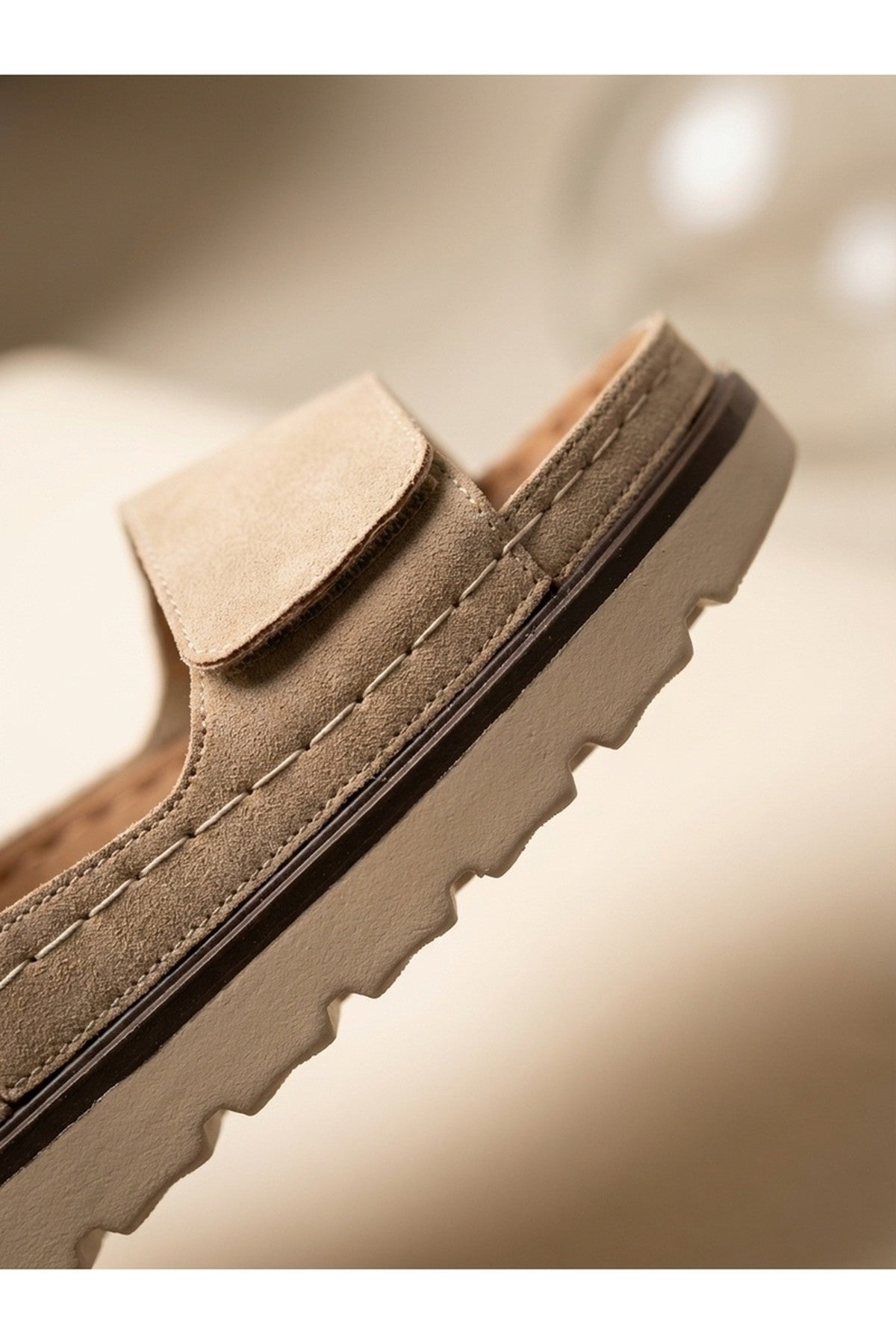 Violet Suede Platform Sandals - Beige