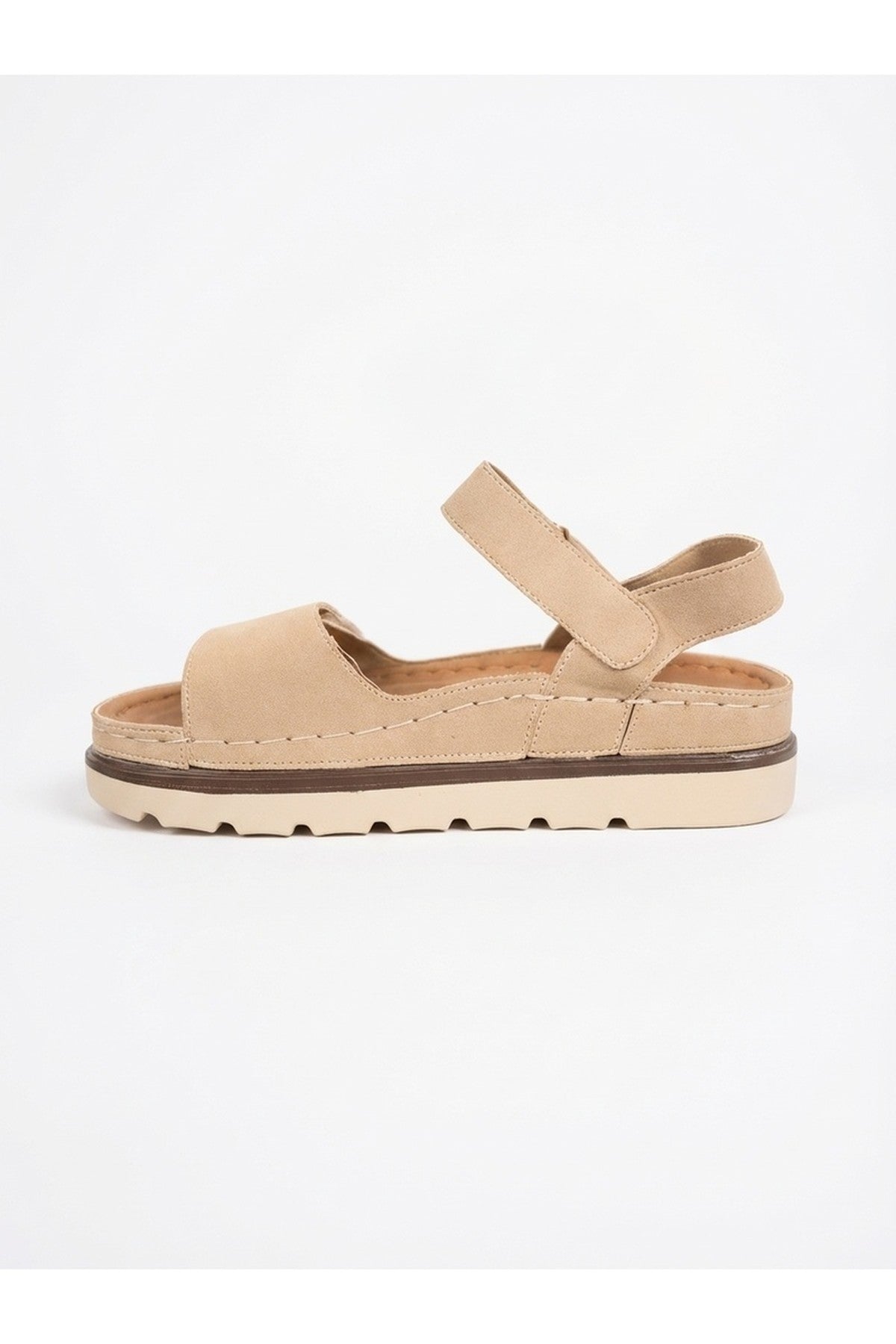 Violet Suede Platform Sandals - Beige