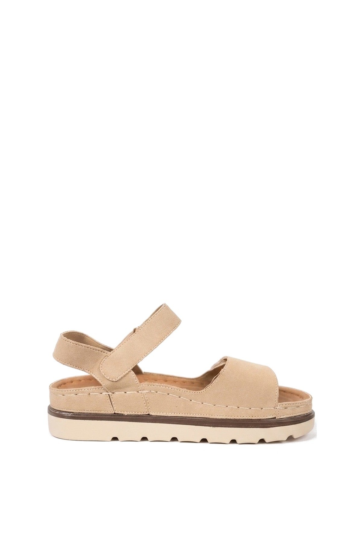 Violet Suede Platform Sandals - Beige