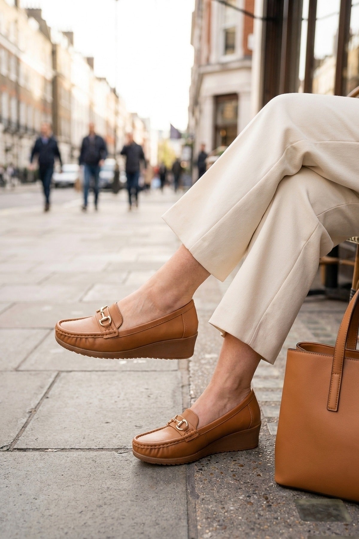 Constance Faux Leather Wedge Loafers - Camel
