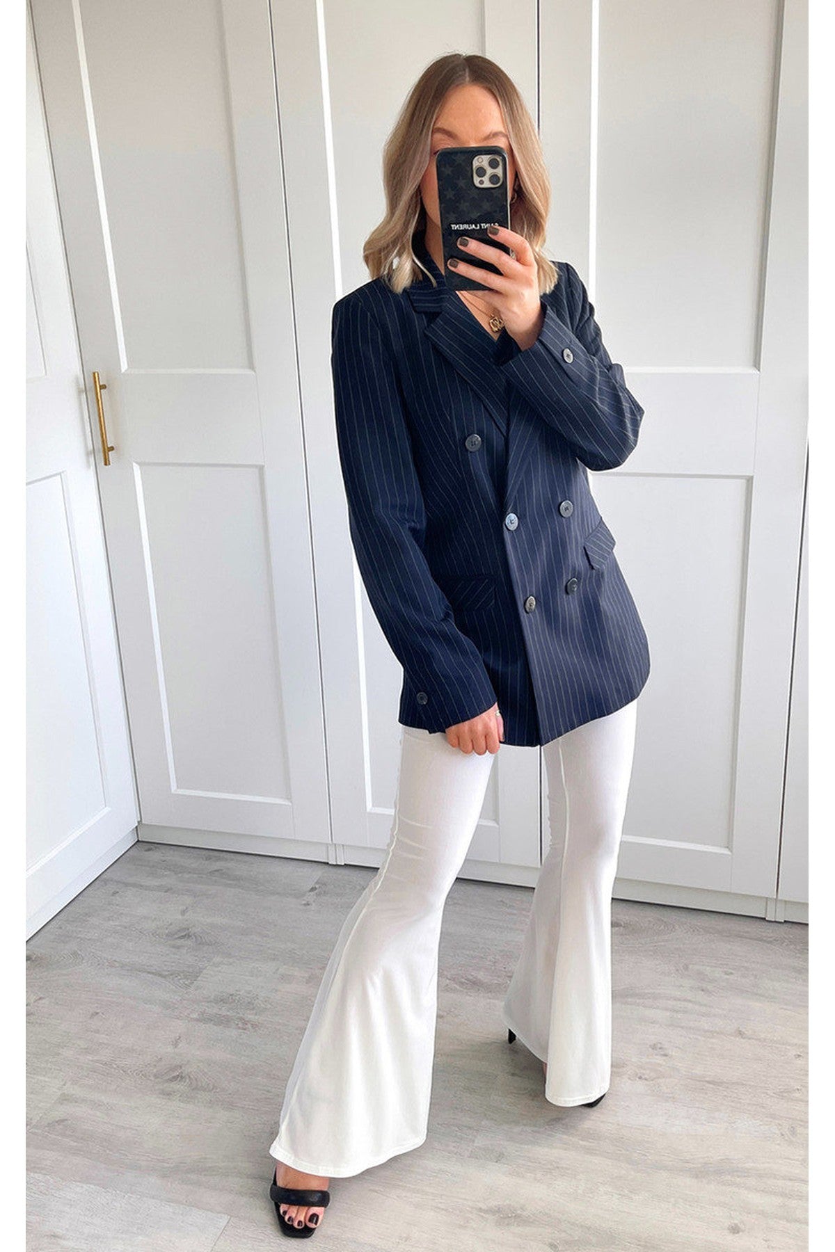 Casey Flared Casual Trousers - White