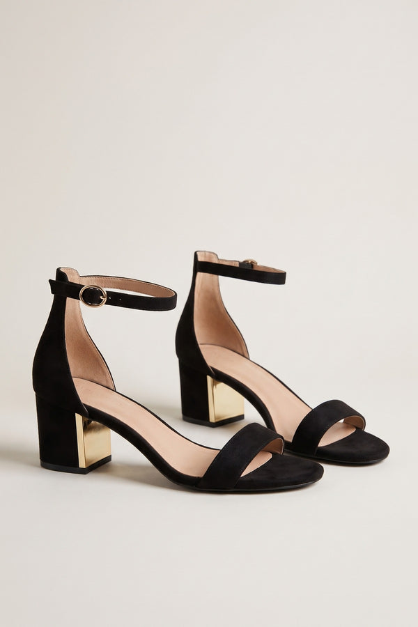 Wilhelmina Womens Ankle Strap Block Heel Sandals - BLACK