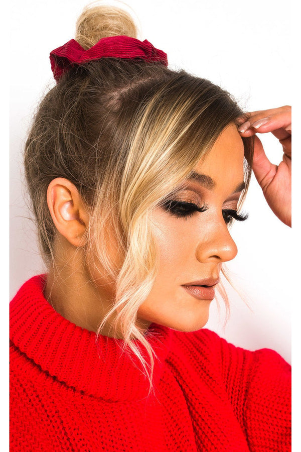Fifi Corduroy Hair Scrunchie - Wine