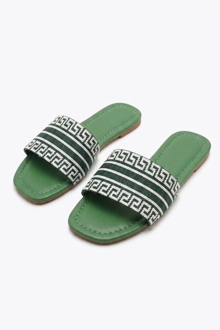 Winnie Summer Open Toe Flat Sandals - Green