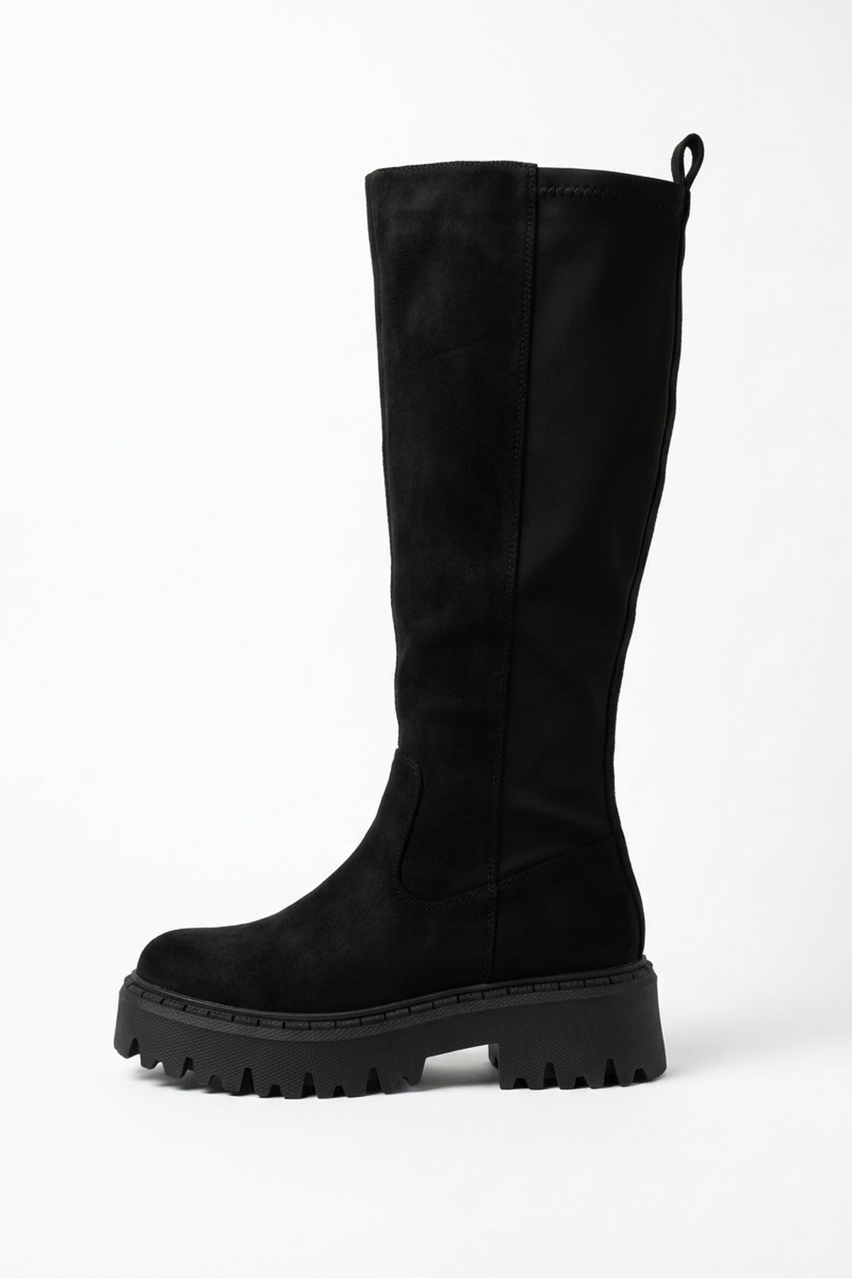 Sybil Knee High Chunky Sole Boots - Black
