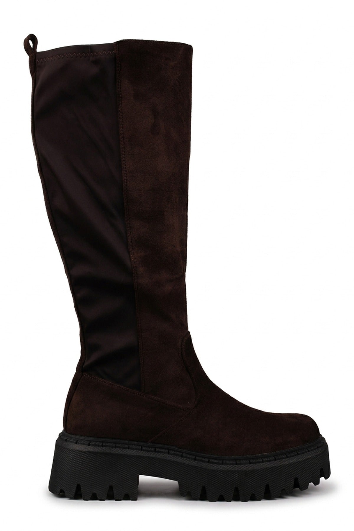 Sybil Knee High Chunky Sole Boots - Brown