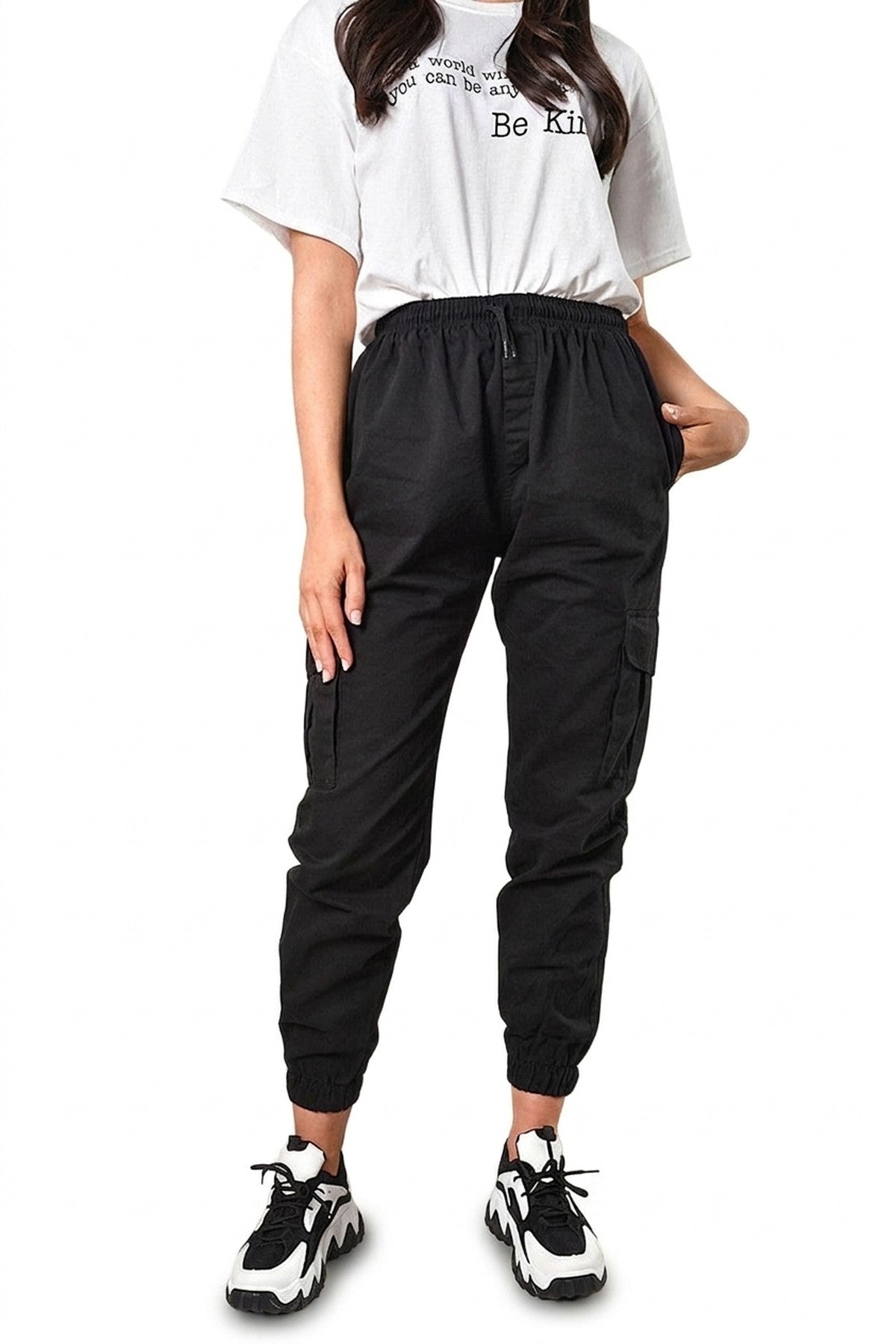Xanthe Pocket Cargo Trousers - Beige_wb