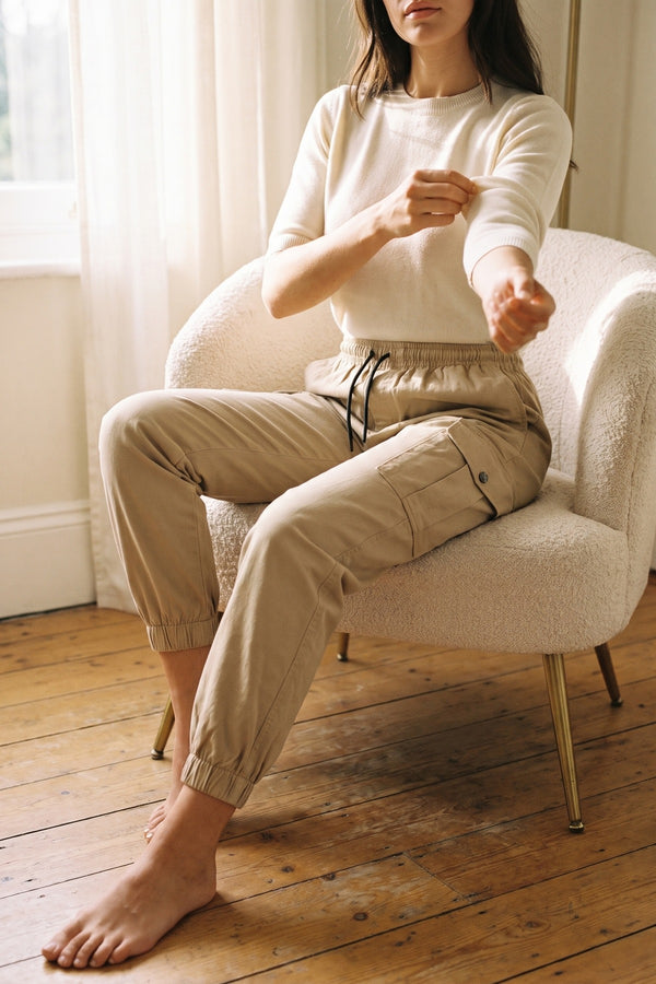 Xanthe Pocket Cargo Trousers - Beige