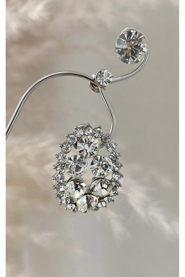 Zahra Embellished Earrings - Silver