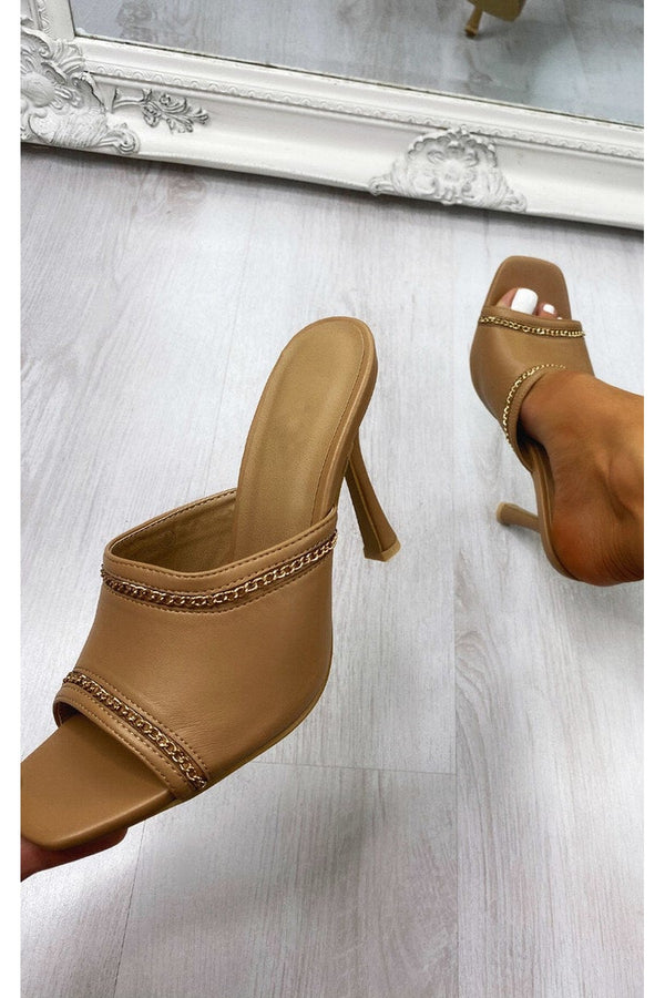 Zeena Chain Detail Heels - Mocha